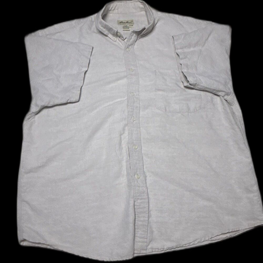 Vintage Eddie Bauer Men's XL Button-Up Shirt Long Sleeve Gray Cotton